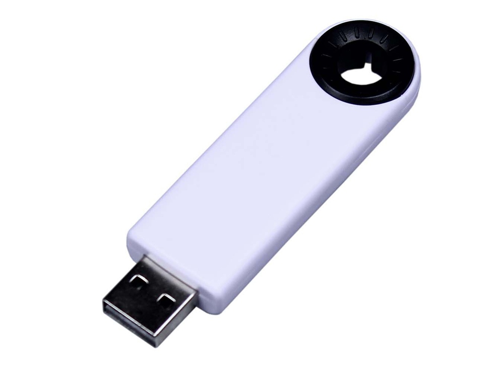 USB-флешка промо на 16 Гб прямоугольной формы, выдвижной механизм, белый