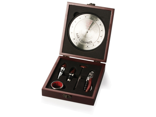 Подарочный набор для вина Onorio (коричневый, серебристый, красное дерево)