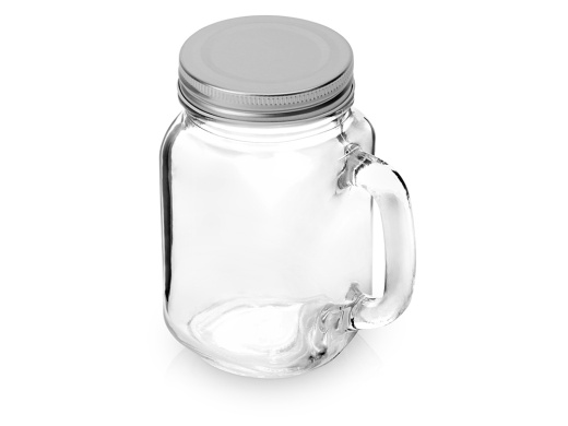 Кружка-банка Smoothie с крышкой (прозрачный, серебристый)
